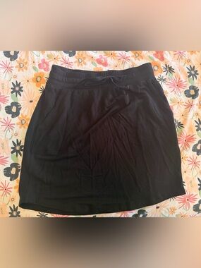 Lou & Grey Black Pull-On A-Line Skirt with Drawstring